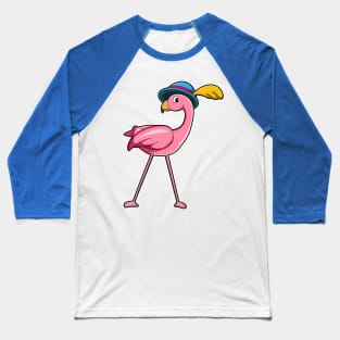 Flamingo with Hat & Feather Baseball T-Shirt